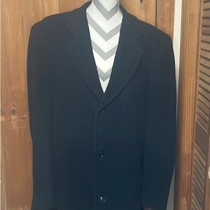 Black, cashmere wool blend coat, silver cloud, large